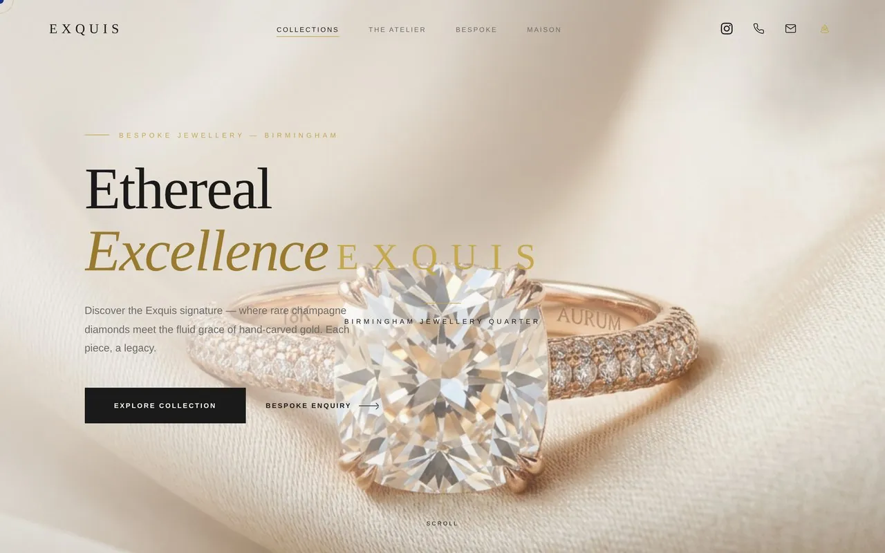 Exquis Jewellery — finished website homepage