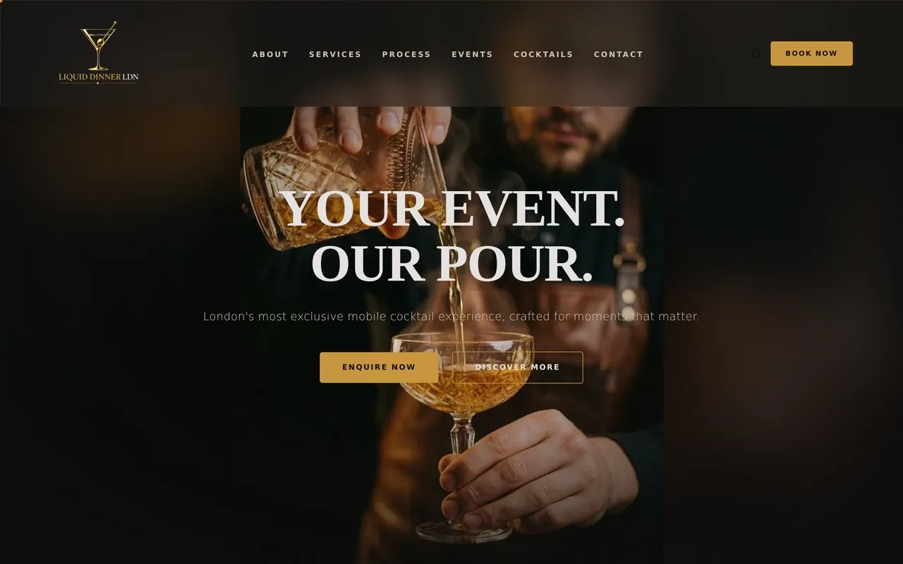 Liquid Dinner LDN — finished website homepage
